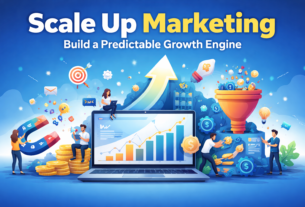 Scale up marketing growth strategy illustration