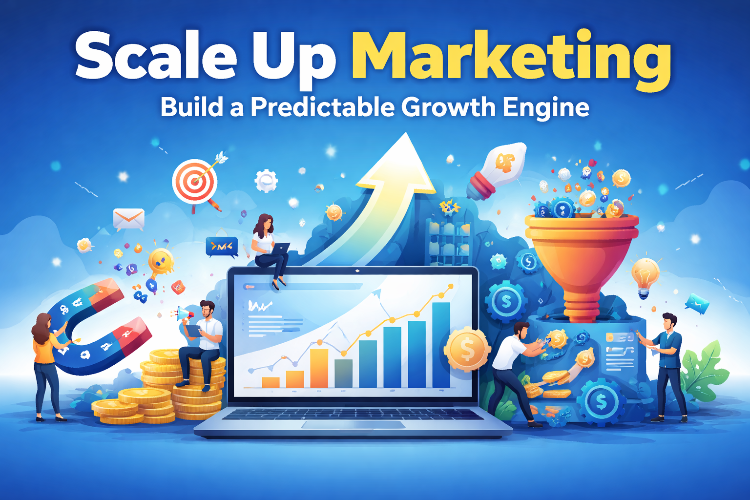 Scale up marketing growth strategy illustration