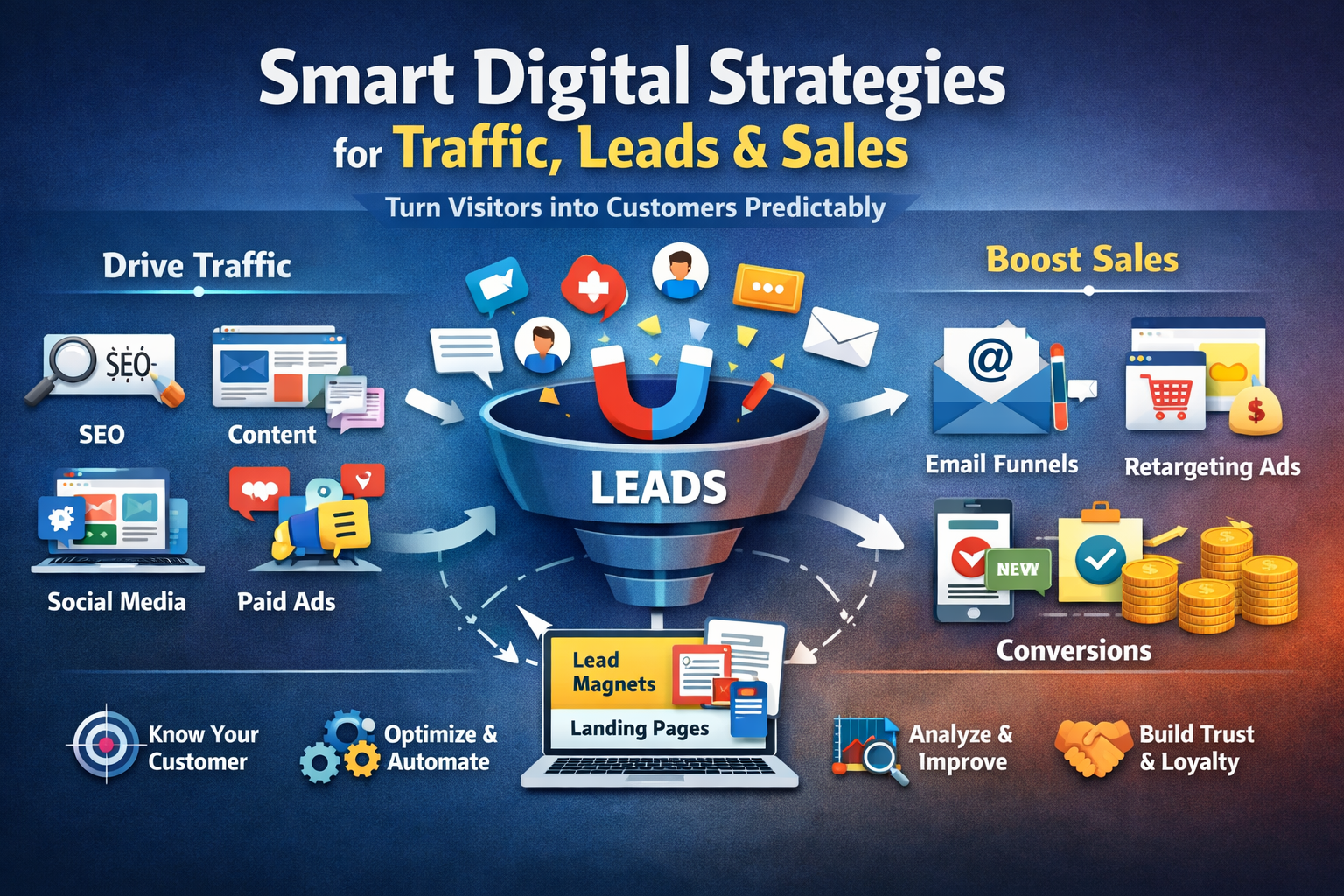 Smart digital strategies for traffic, leads, and sales funnel